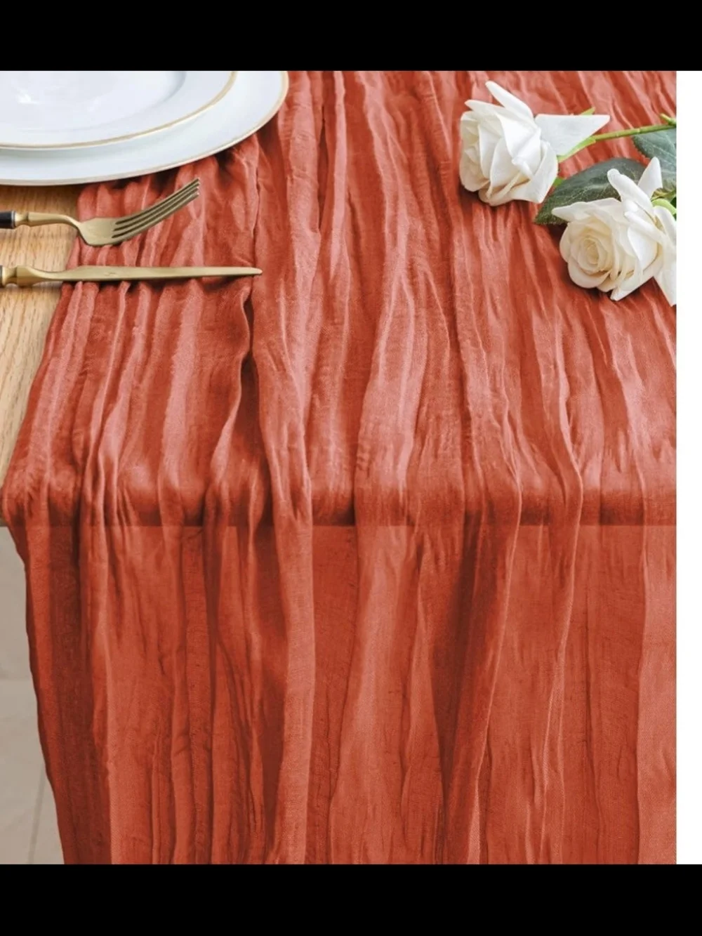 6PCS Table Runner Cheesecloth 10FT Terracotta Boho Gauze Sheer Table Runner
